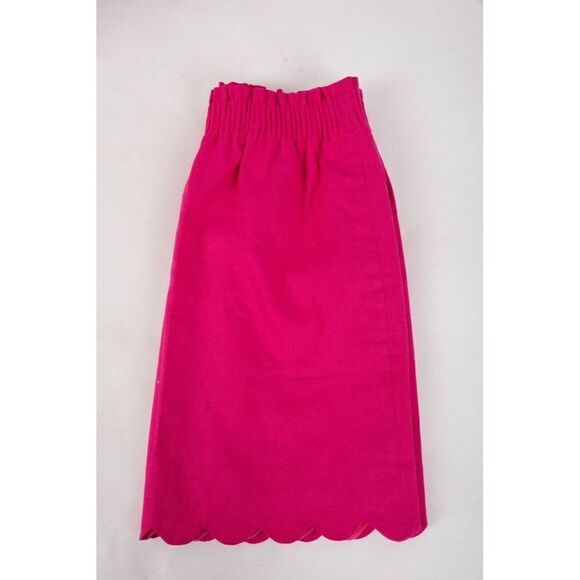 J.Crew Womens Skirt Scalloped Edge Linen Sz 2 Pink - Picture 8 of 8